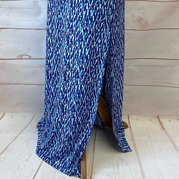 Michael Kors Asymmetrical Draped Royal Tie Dye Print Maxi Dress - Picture 7 of 12